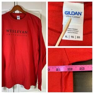 Wesleyan University Long Sleeve T Shirt Mens XL‎ Gildan Ultra Cotton College